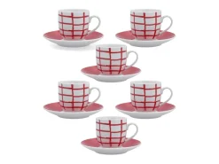 Pack de 6 tazas Kansas Quid porcelana 9 cl Rojo Discount