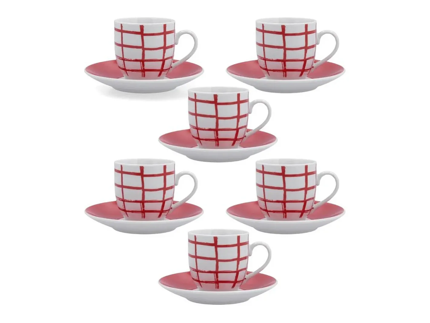 Pack de 6 tazas Kansas Quid porcelana 9 cl Rojo Discount