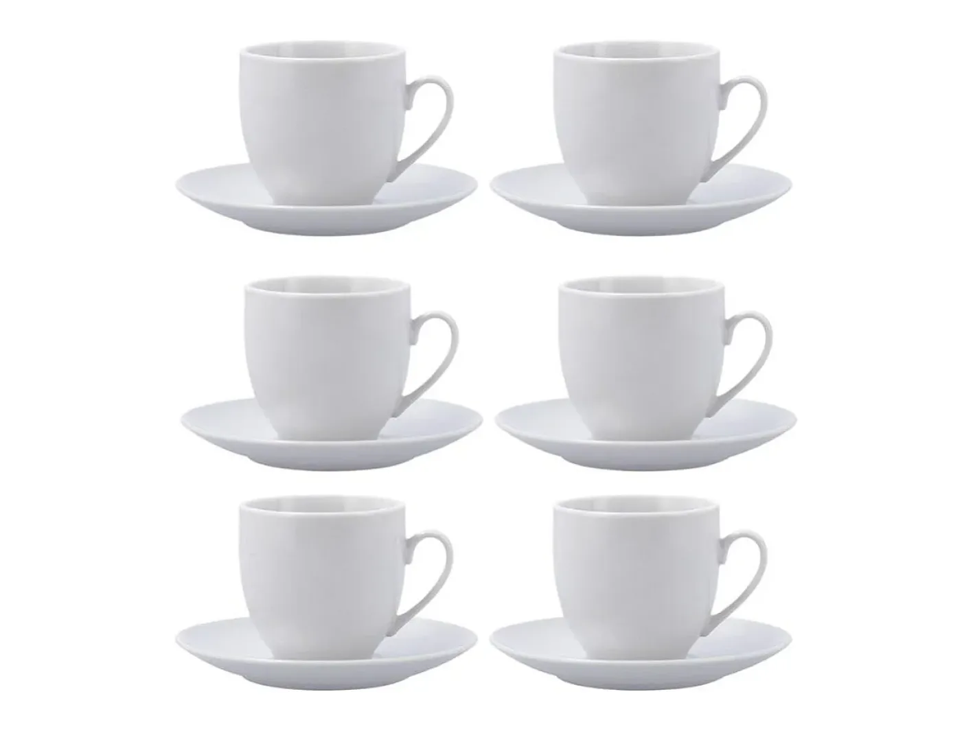 Pack de 6 tazas New Renova Quid con plato porcelana 20cl Blanco New