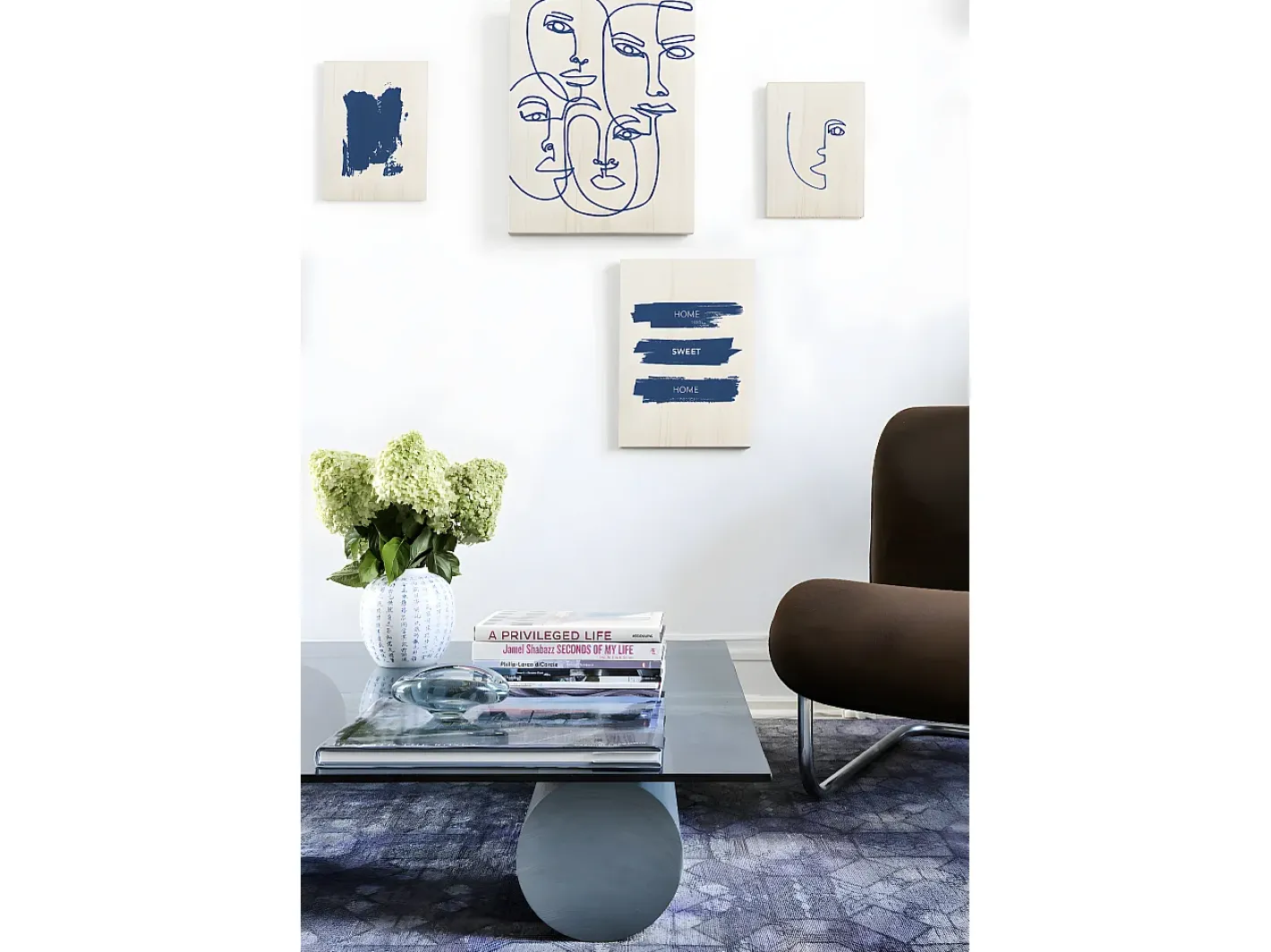 DECOWOOD Cuadro-Pack de cuadros Classic Blue Blanco
