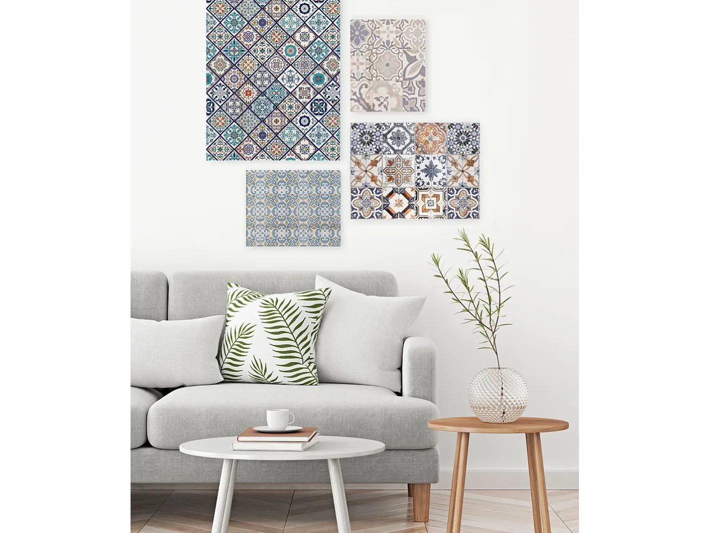 DECOWOOD Pack de cuadros con motivos hidráulicos Blanco Discount