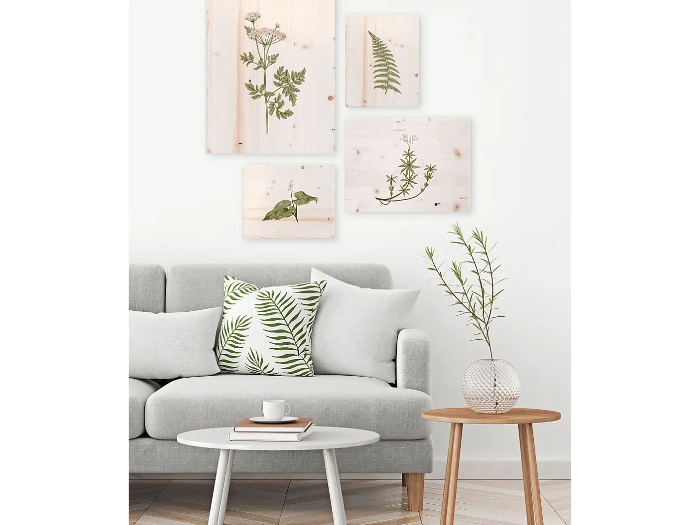 Online DECOWOOD Pack de cuadros con motivos Botánicos Blanco