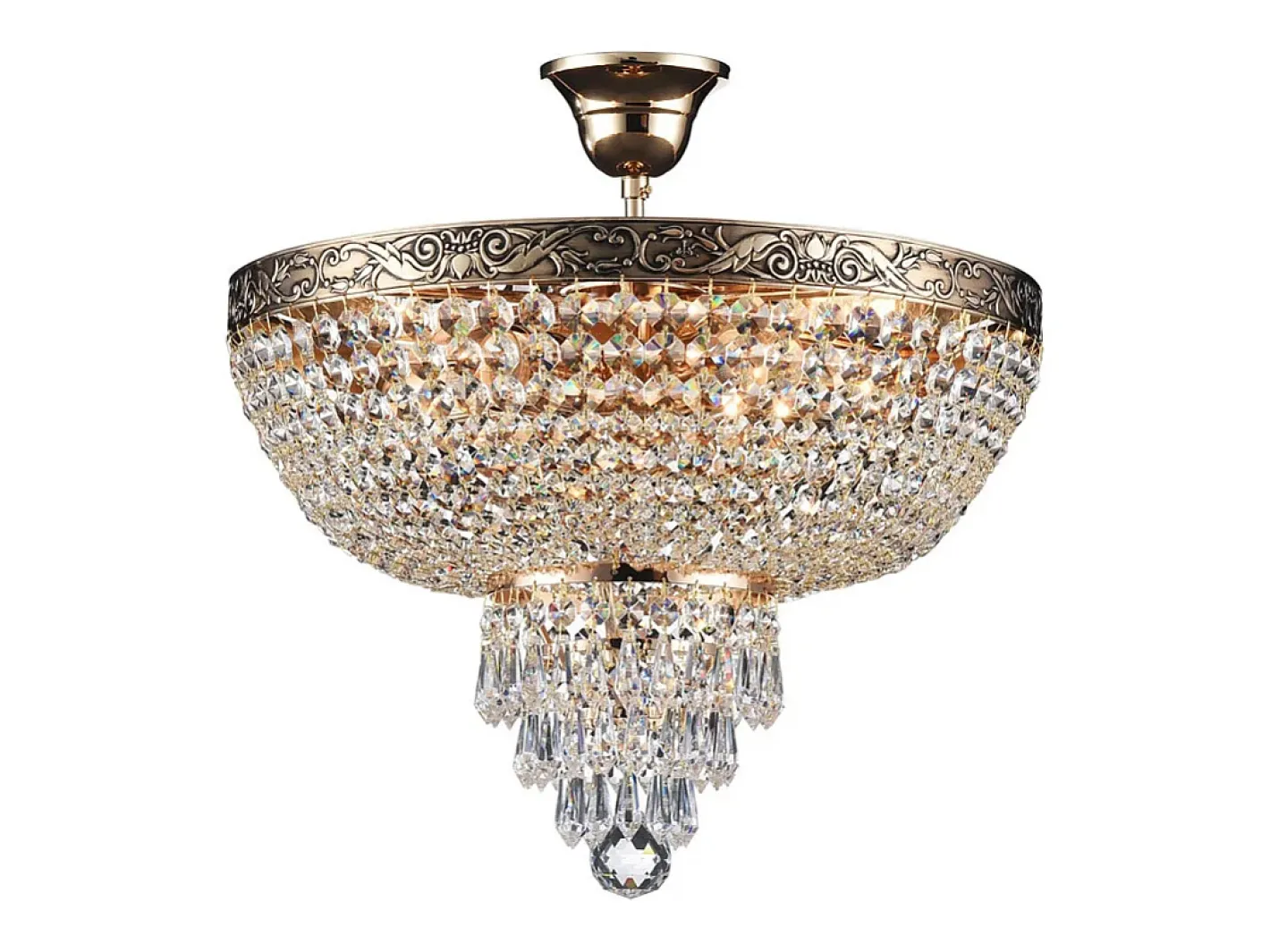 Outlet Maytoni Palace Plafón Semi Empotrado Oro Antiguo & Cristal, 5 Luces, E27 Dorado