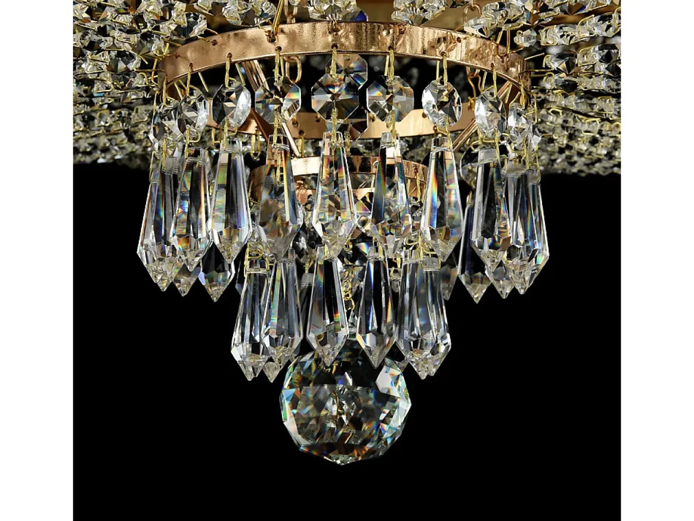 Outlet Maytoni Palace Plafón Semi Empotrado Oro Antiguo & Cristal, 5 Luces, E27 Dorado