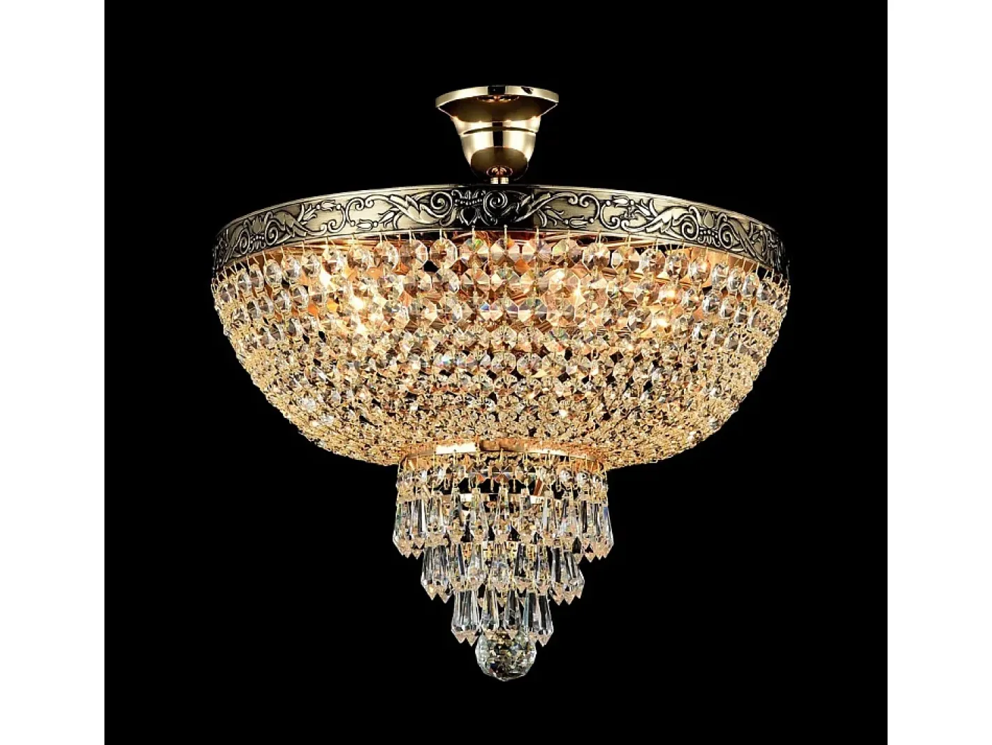 Outlet Maytoni Palace Plafón Semi Empotrado Oro Antiguo & Cristal, 5 Luces, E27 Dorado
