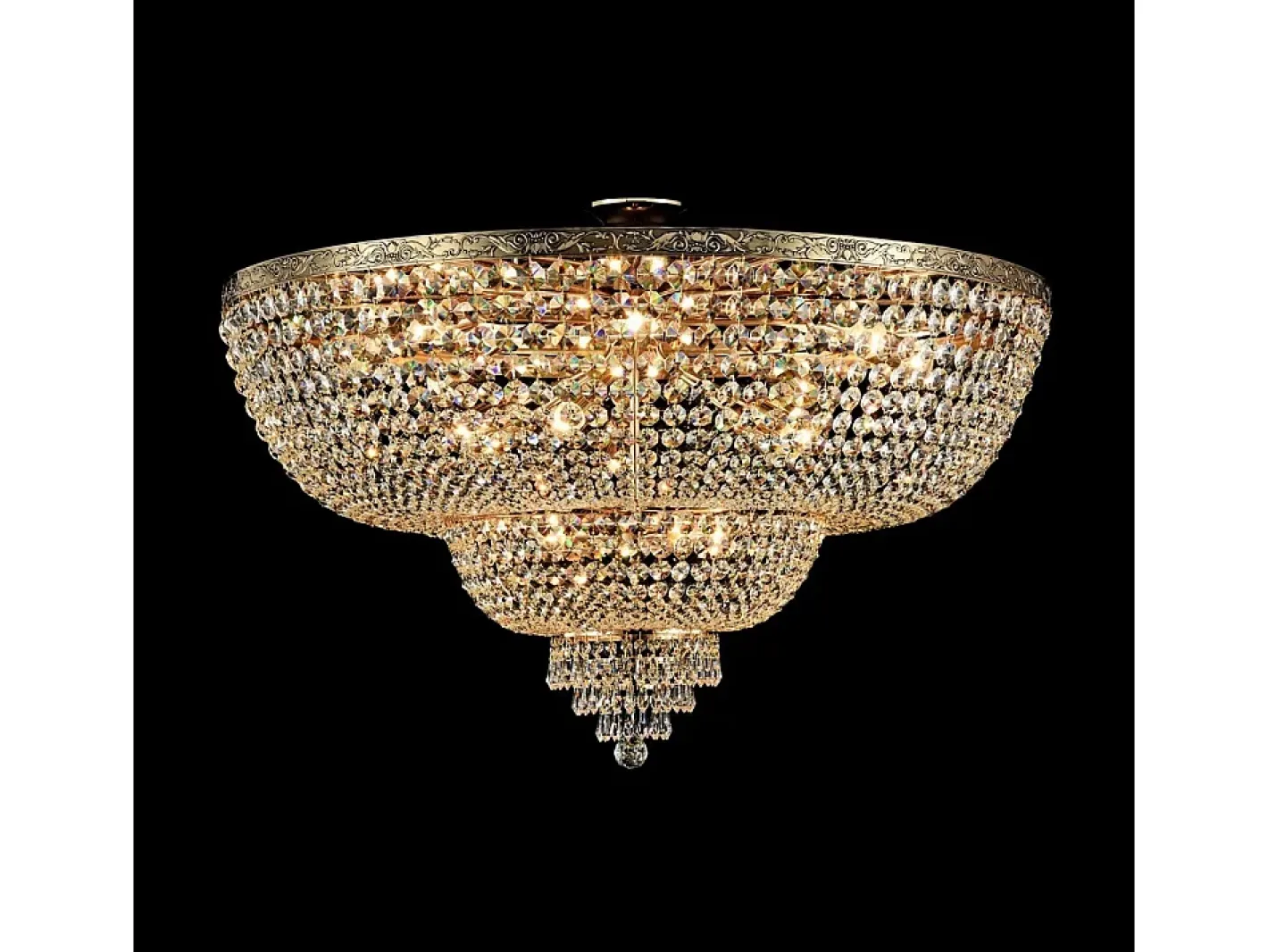 New Maytoni Palace Plafón Semi Empotrado Oro Antiguo & Cristal, 18 Luces, E27 Dorado