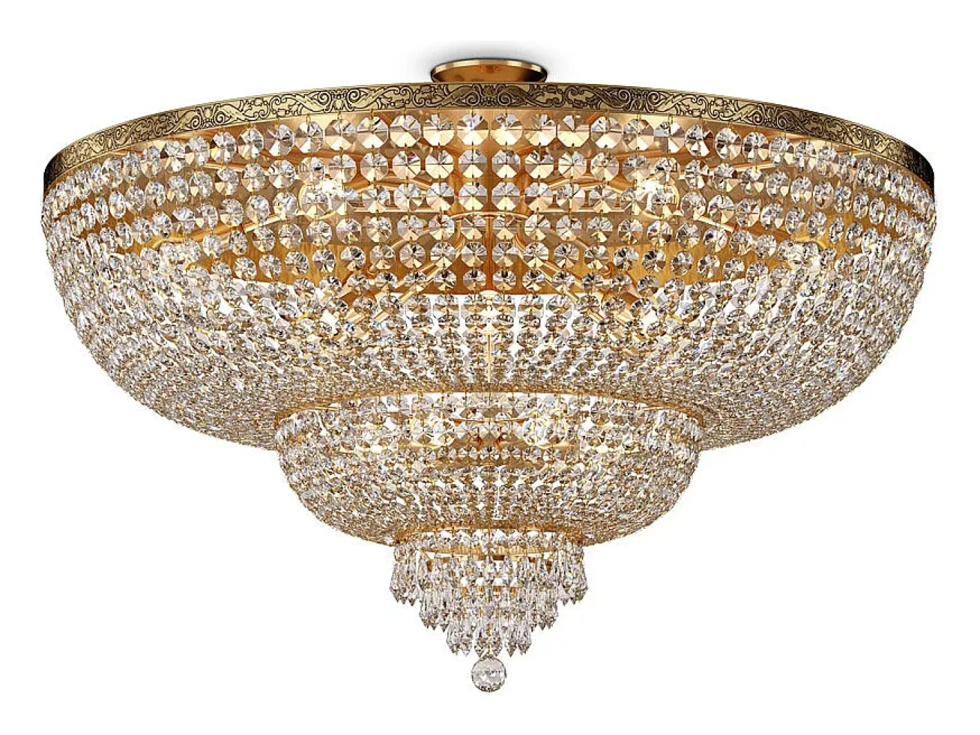 New Maytoni Palace Plafón Semi Empotrado Oro Antiguo & Cristal, 18 Luces, E27 Dorado