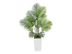 Best Palmera Artificial Areca SucceBuy, 1,2 m, Planta Artificial Tropical en Maceta Blanca, Lote de 2, Falso Árbol Tropical Palmera Areca, Planta Falsa para Oficina Verde