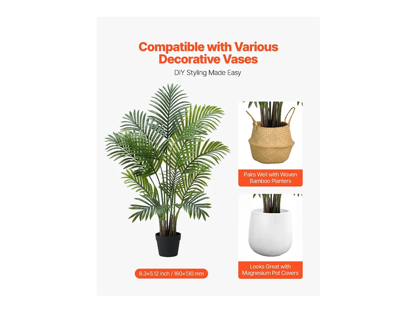 Best Palmera Artificial Areca SucceBuy, 1,2 m, Planta Artificial Tropical en Maceta Blanca, Lote de 2, Falso Árbol Tropical Palmera Areca, Planta Falsa para Oficina Verde