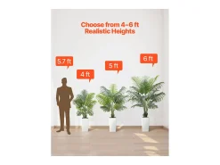 Best Palmera Artificial Areca SucceBuy, 1,2 m, Planta Artificial Tropical en Maceta Blanca, Lote de 2, Falso Árbol Tropical Palmera Areca, Planta Falsa para Oficina Verde