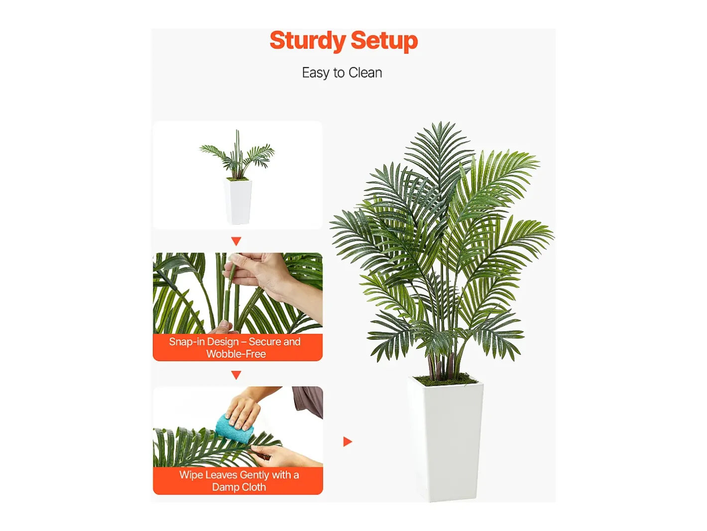 Best Palmera Artificial Areca SucceBuy, 1,2 m, Planta Artificial Tropical en Maceta Blanca, Lote de 2, Falso Árbol Tropical Palmera Areca, Planta Falsa para Oficina Verde