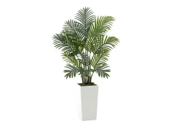 Best Palmera Artificial Areca SucceBuy, 1,2 m, Planta Artificial Tropical en Maceta Blanca, Lote de 2, Falso Árbol Tropical Palmera Areca, Planta Falsa para Oficina Verde