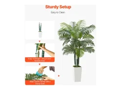 Planta Artificial-Palmera Artificial Areca SucceBuy, 1,8 m, Planta Artificial Tropical en Maceta Blanca, Falso Árbol Tropical Palmera Areca Tronco Grueso,para Decoración Verde