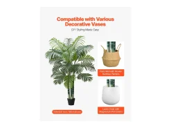 Planta Artificial-Palmera Artificial Areca SucceBuy, 1,8 m, Planta Artificial Tropical en Maceta Blanca, Falso Árbol Tropical Palmera Areca Tronco Grueso,para Decoración Verde
