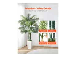 Planta Artificial-Palmera Artificial Areca SucceBuy, 1,8 m, Planta Artificial Tropical en Maceta Blanca, Falso Árbol Tropical Palmera Areca Tronco Grueso,para Decoración Verde