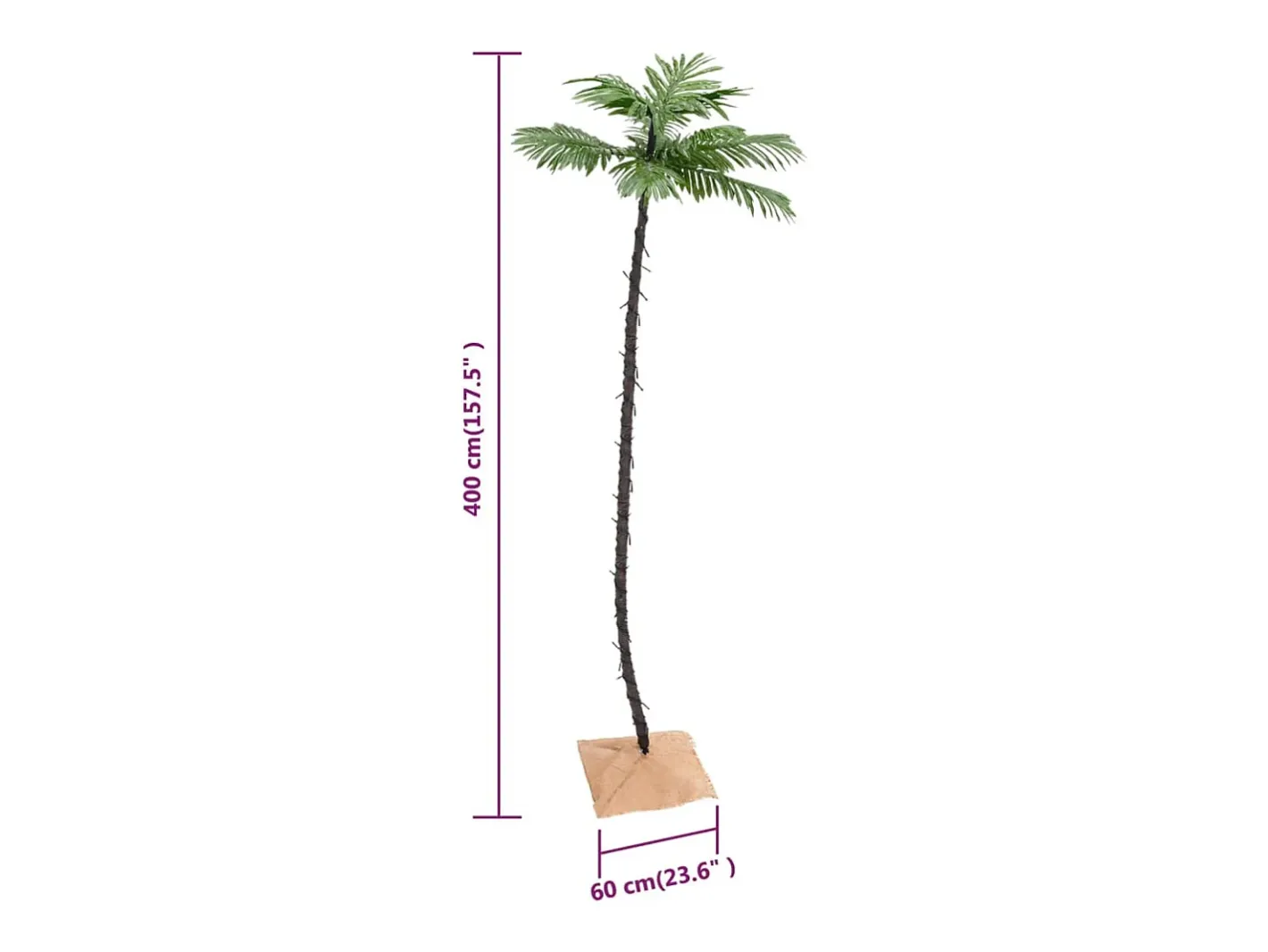 vidaxl Iluminación Exterior-Palmera artificial con 252 LED blanco cálido 400 cm Verde