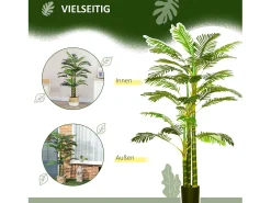 Palmera artificial de 190 cm, planta decorativa de plástico, con maceta, para salón, dormitorio y oficina, color (19,5 x 19,5 x 190 cm) Verde Clearance