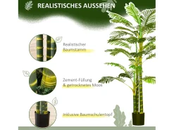 Palmera artificial de 190 cm, planta decorativa de plástico, con maceta, para salón, dormitorio y oficina, color (19,5 x 19,5 x 190 cm) Verde Clearance
