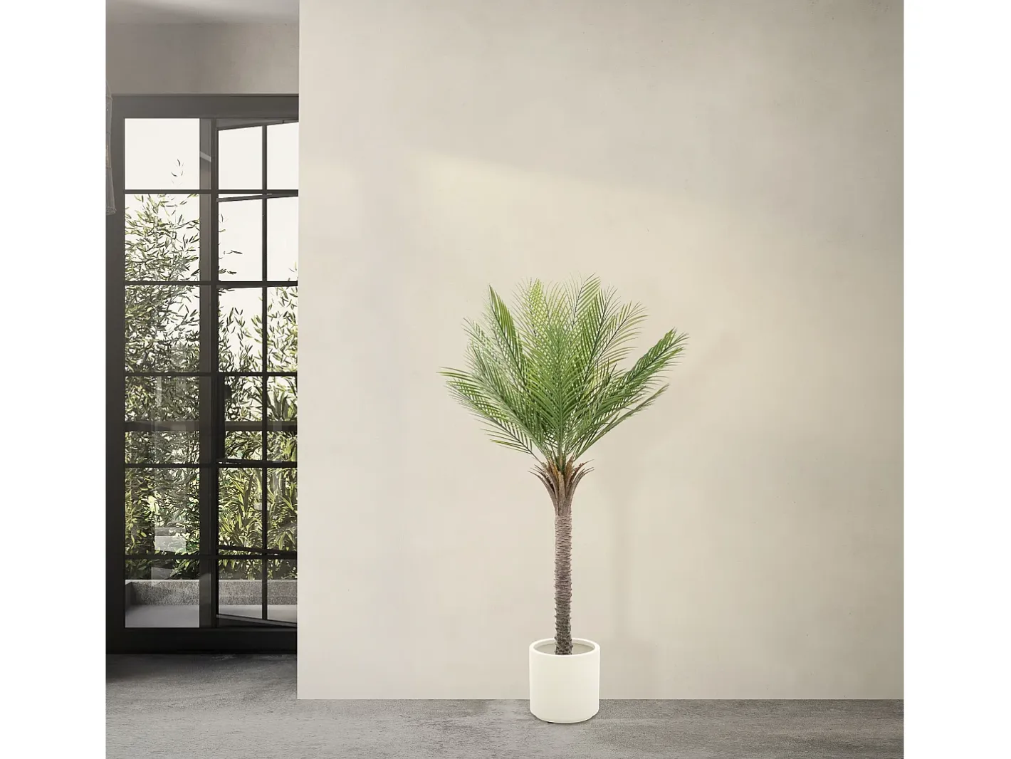 ML-DESIGN Palmera artificial de 150 cm, planta artificial grande, palmera tropical artificial, planta artificial, planta falsa decorativa Verde Outlet