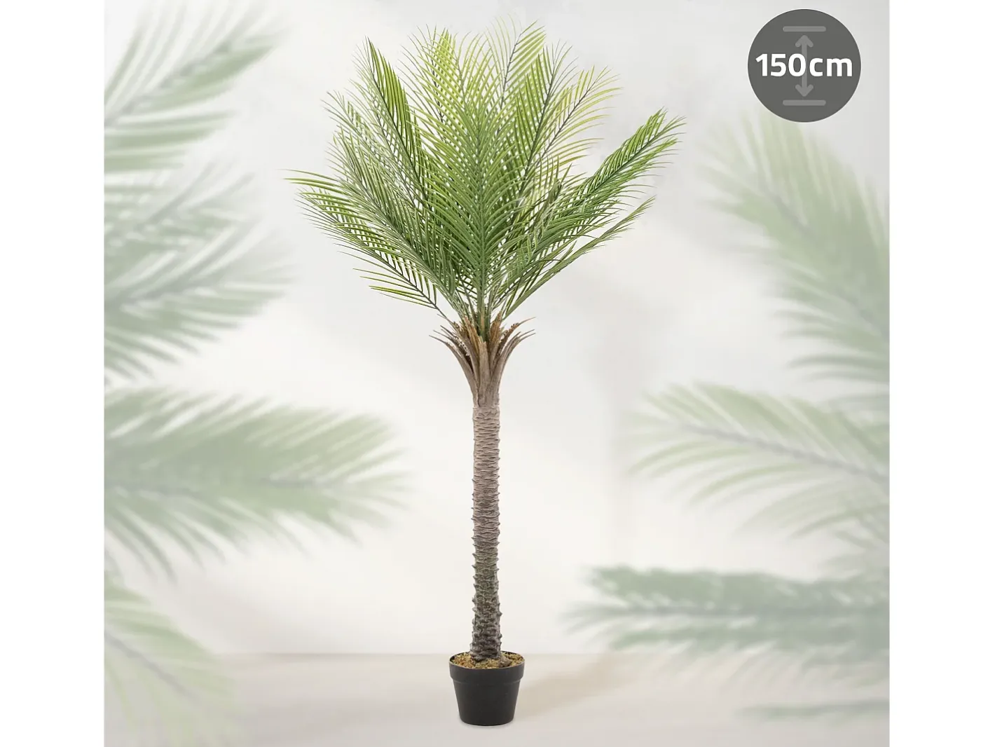 ML-DESIGN Palmera artificial de 150 cm, planta artificial grande, palmera tropical artificial, planta artificial, planta falsa decorativa Verde Outlet