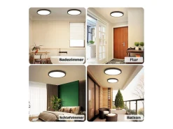 NETTLIFE Plafón-Panel LED , lámpara de techo redonda negra plana, iluminación de techo IP44 LED blanco neutro Negro