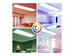 NETTLIFE Panel LED 100x25, luz de techo regulable, largo, retroiluminación RGB, cambio de color, 24 W, oficina, cálido, neutro Blanco