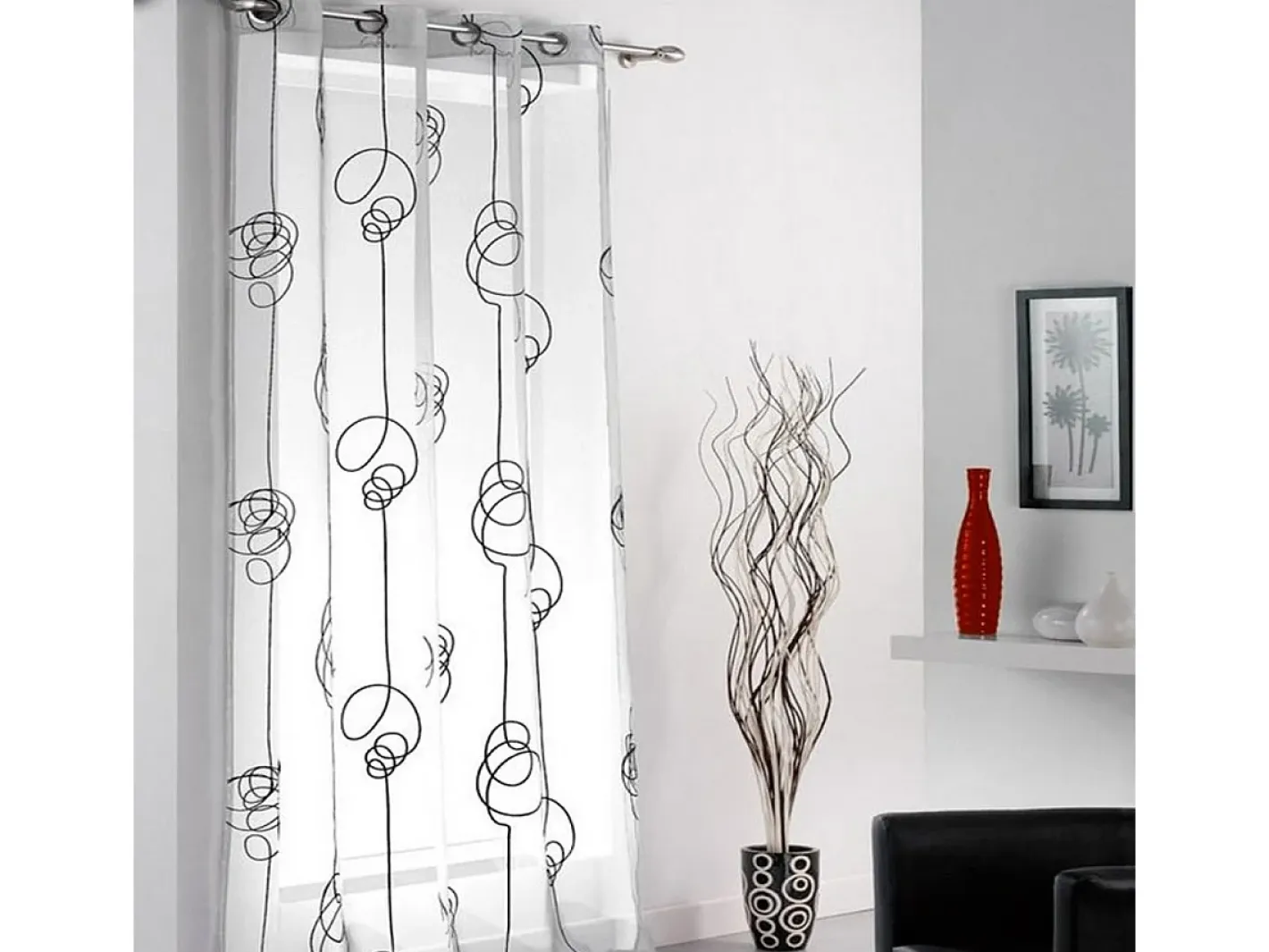 Douceur d'intérieur Ropa De Casa-Panel transparente estampado "Looping Blanco