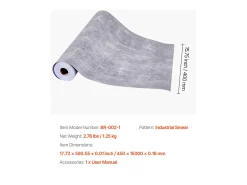 Papel Pintado-Papel Pintado Adhesivo de Pared SucceBuy, 40 cm x 15 m, Rollo Papel Pintado Autoadhesivo en Vinilo, Estilo Industrial Oscuro, para Revestimiento de Pared Gris