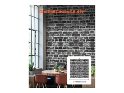 Papel Pintado Adhesivo de Pared SucceBuy, 45 cm x 10 m, Rollo de Papel Pintado Autoadhesivo en Vinilo, Motivo Ladrillo , para Revestimiento de Pared Gris