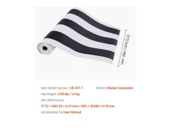Papel Pintado Adhesivo de Pared SucceBuy, 45 cm x 15 m, Rollo Papel Pintado Autoadhesivo Vinilo, Motivo Geométrico Moderno Negro , Estanco Blanco Sale