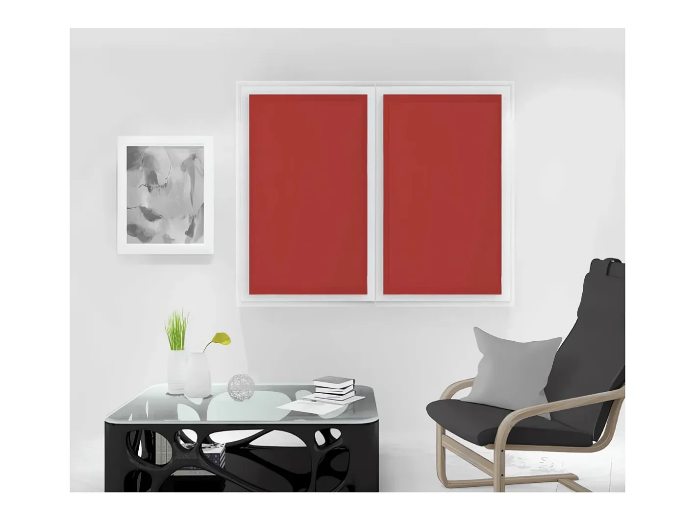 Soleil d'ocre Par de visillos para ventana 70x120 cm DOLLY Rojo