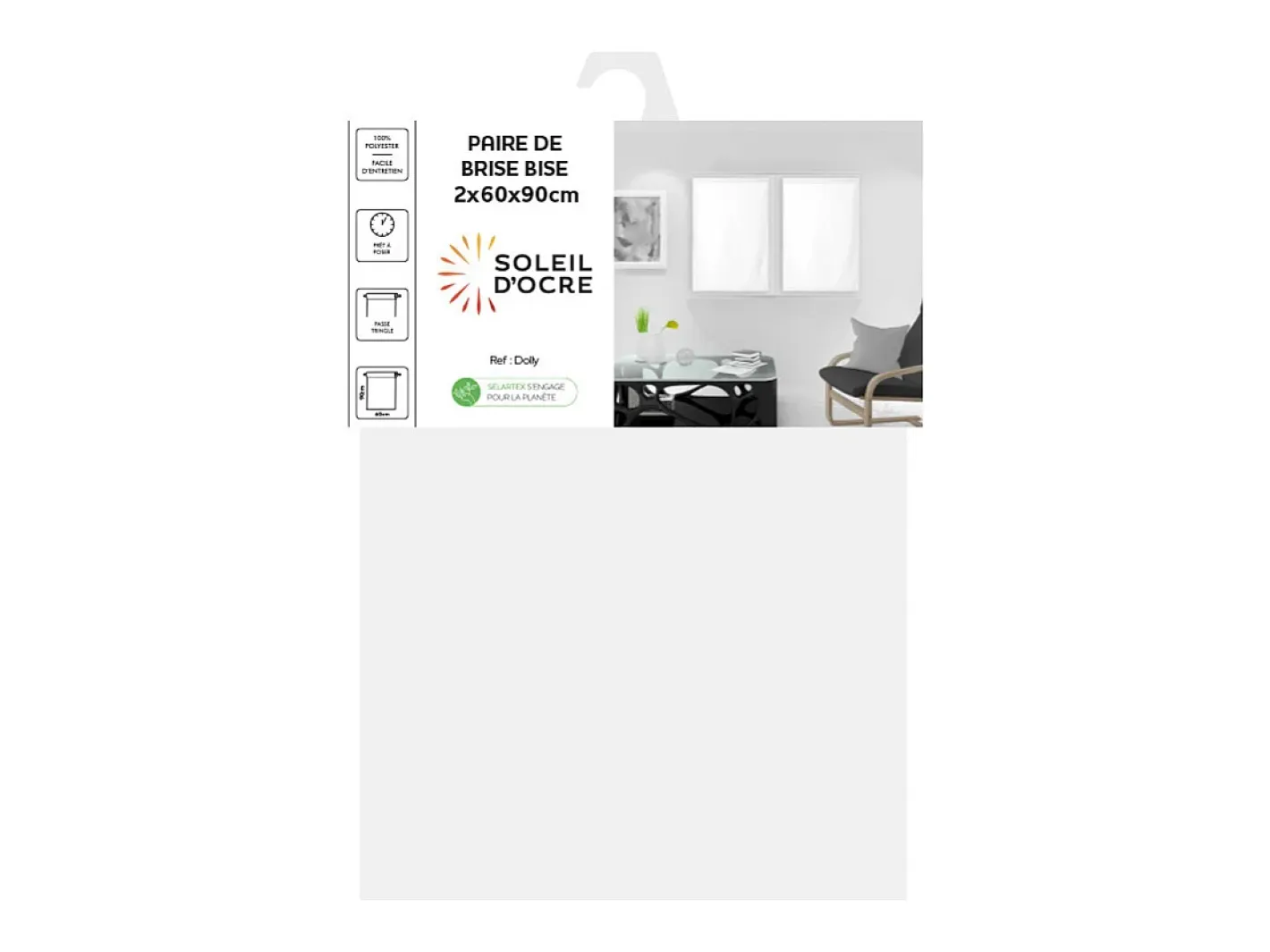 Soleil d'ocre Ropa De Casa-Par de visillos para ventana 60x90 cm DOLLY , por Blanco