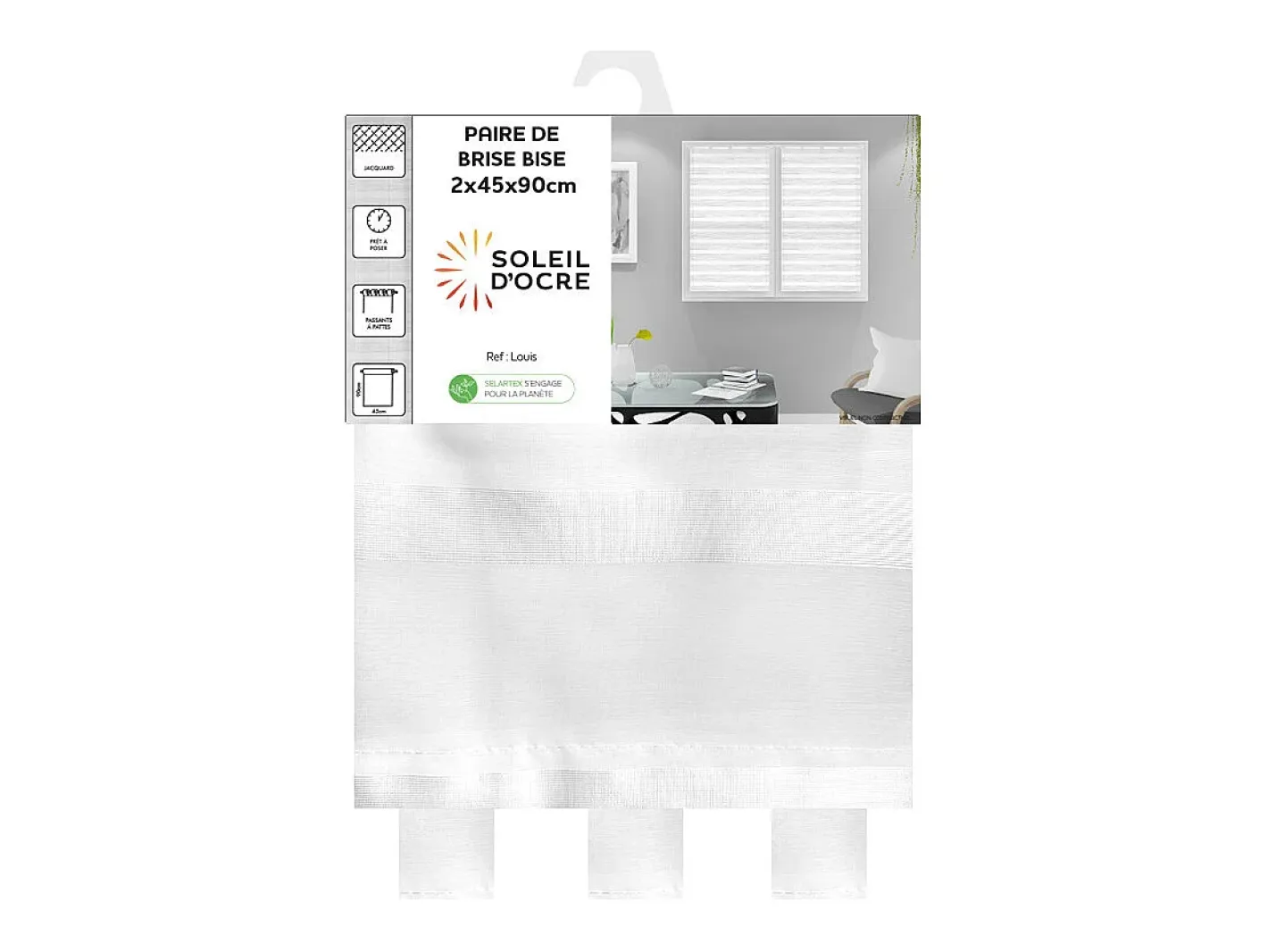 Online Soleil d'ocre Par de visillos para ventana 45x90 cm LOUIS, por Blanco