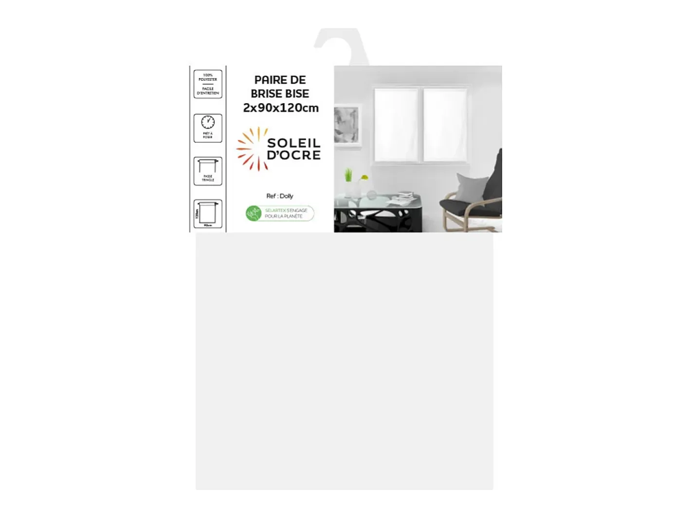 Soleil d'ocre Par de visillos para ventana 90x120 cm DOLLY , por Blanco New