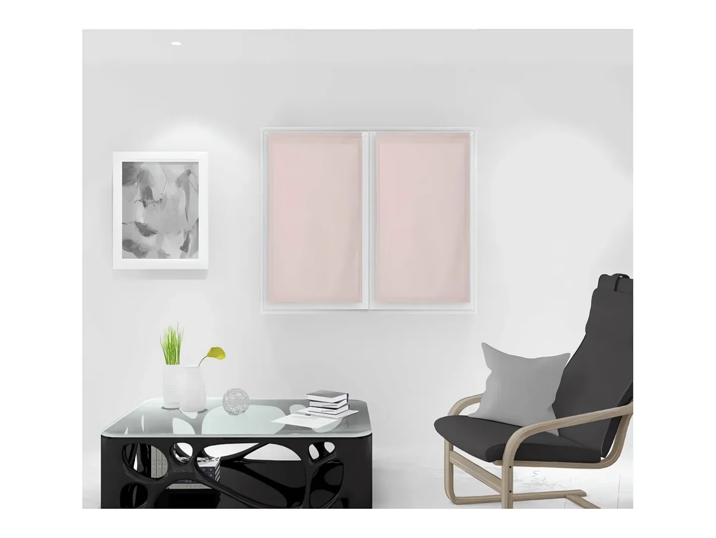 Soleil d'ocre Ropa De Casa-Par de visillos para ventana 45x90 cm DOLLY Rosa