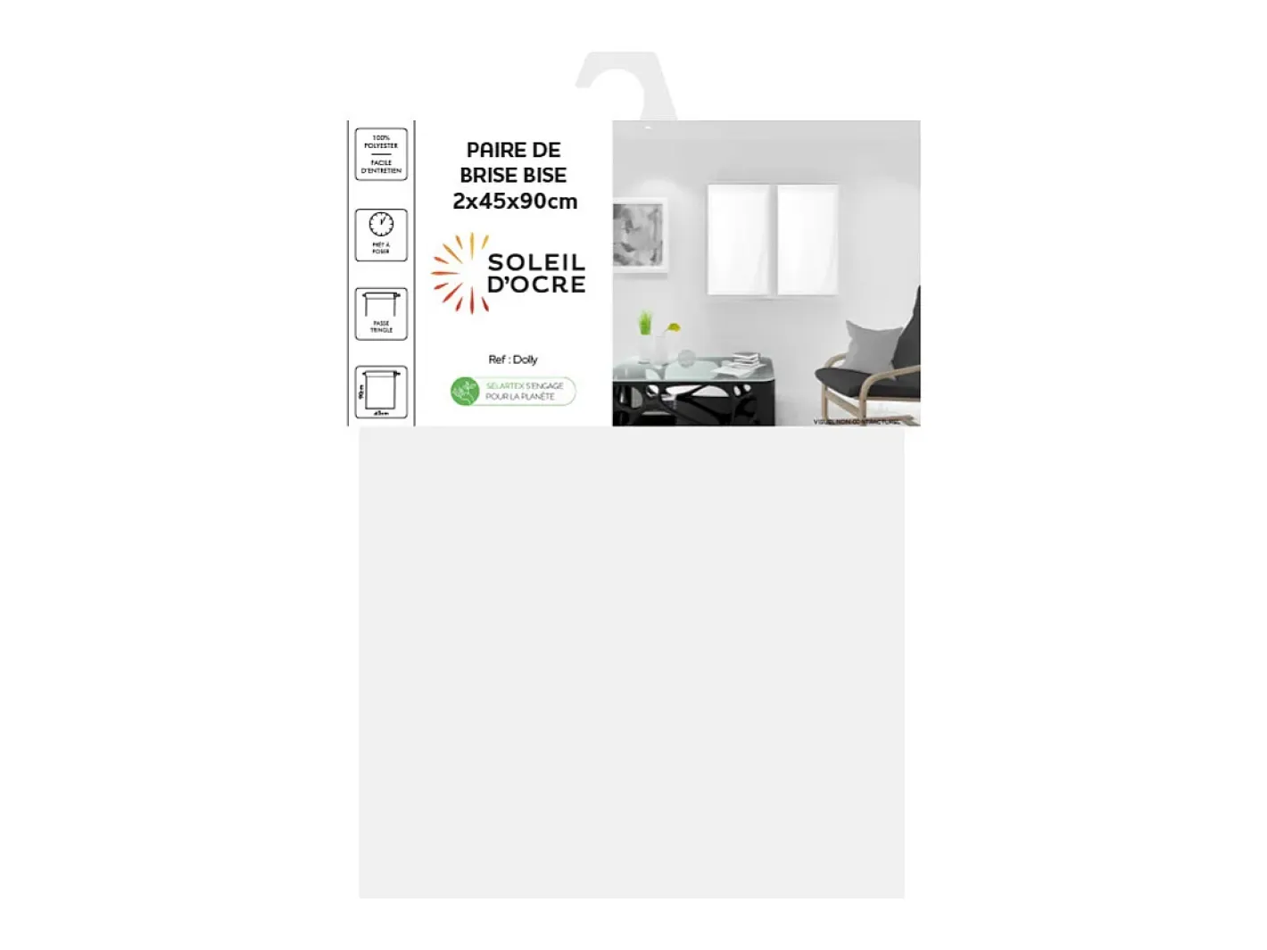 Hot Soleil d'ocre Par de visillos para ventana 45x90 cm DOLLY , por Blanco