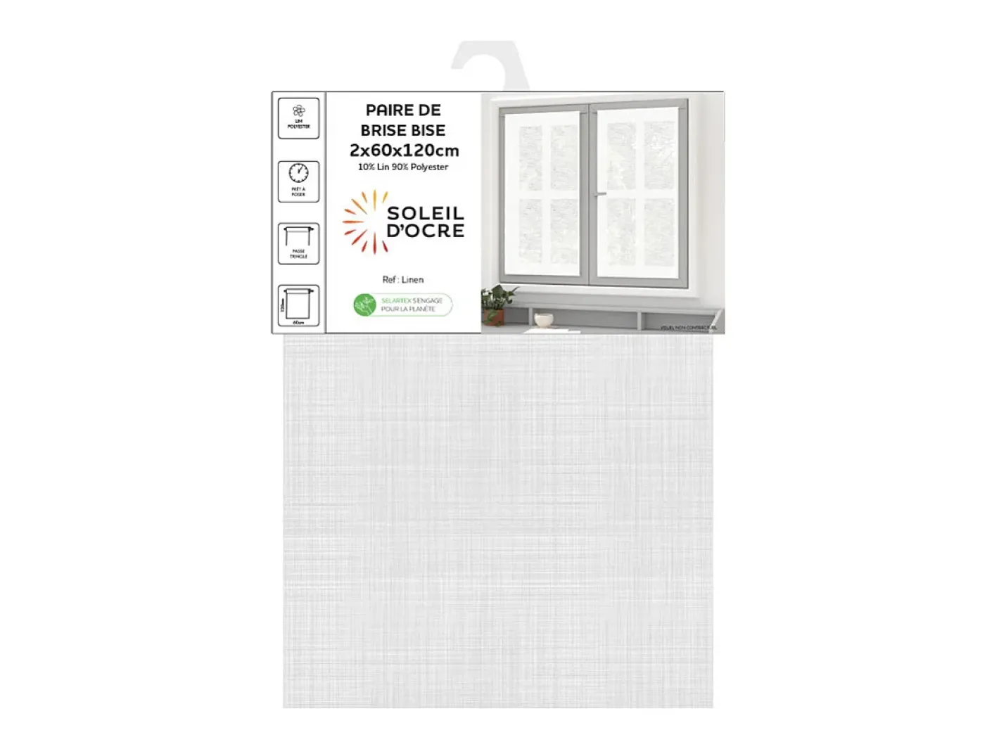 Soleil d'ocre Ropa De Casa-Par de visillos 60x120 cm LINO Blanco