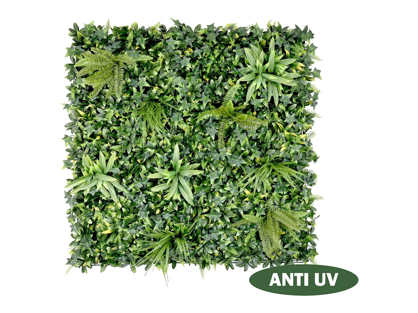 Vente-unique Panel Plantas Artificiales-Pared vegetal sintética , protección anti-UV, pack de 1m², DELVIN Verde