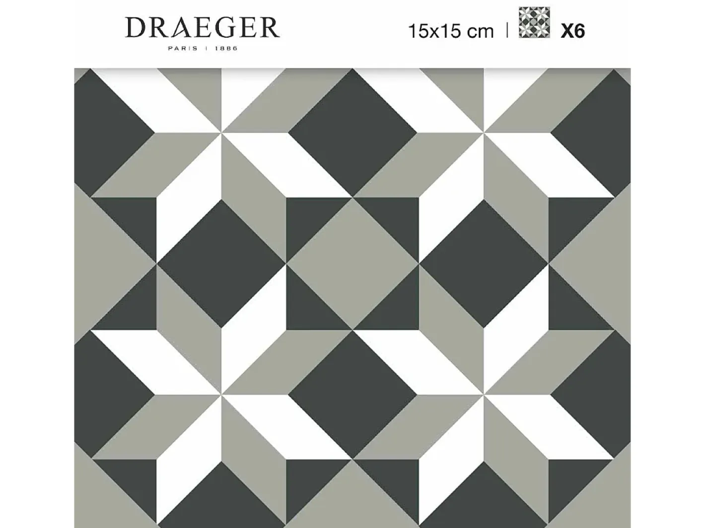 Discount Draeger Pegatinas de azulejos 15 X 15 cm - Estrellas geométricas Gris