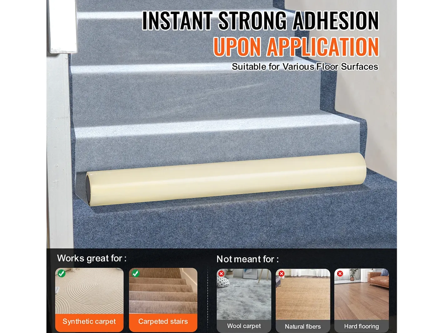Discount Película de Protección de Alfombra, SucceBuy 61 cm × 60.96 m Película de Protección de Alfombra Autoadhesiva, PE Mat Shield Transparente