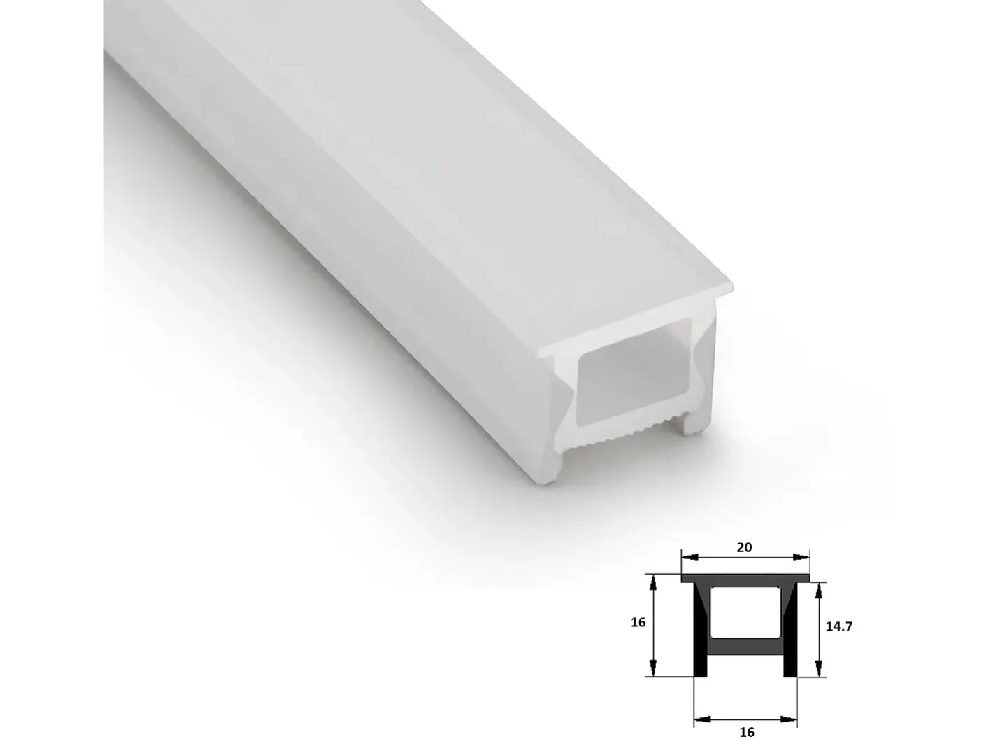 Ledkia Perfil Neón SFLEX 20x16 Superficie/Empotrable Curva Vertical para Tira LED IP20 hasta 12 mm 5 m Blanco