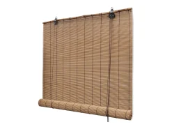Ropa De Casa-Persianas enrollables de bambú 2 uds 150x220 cm Marrón Marru00f3n