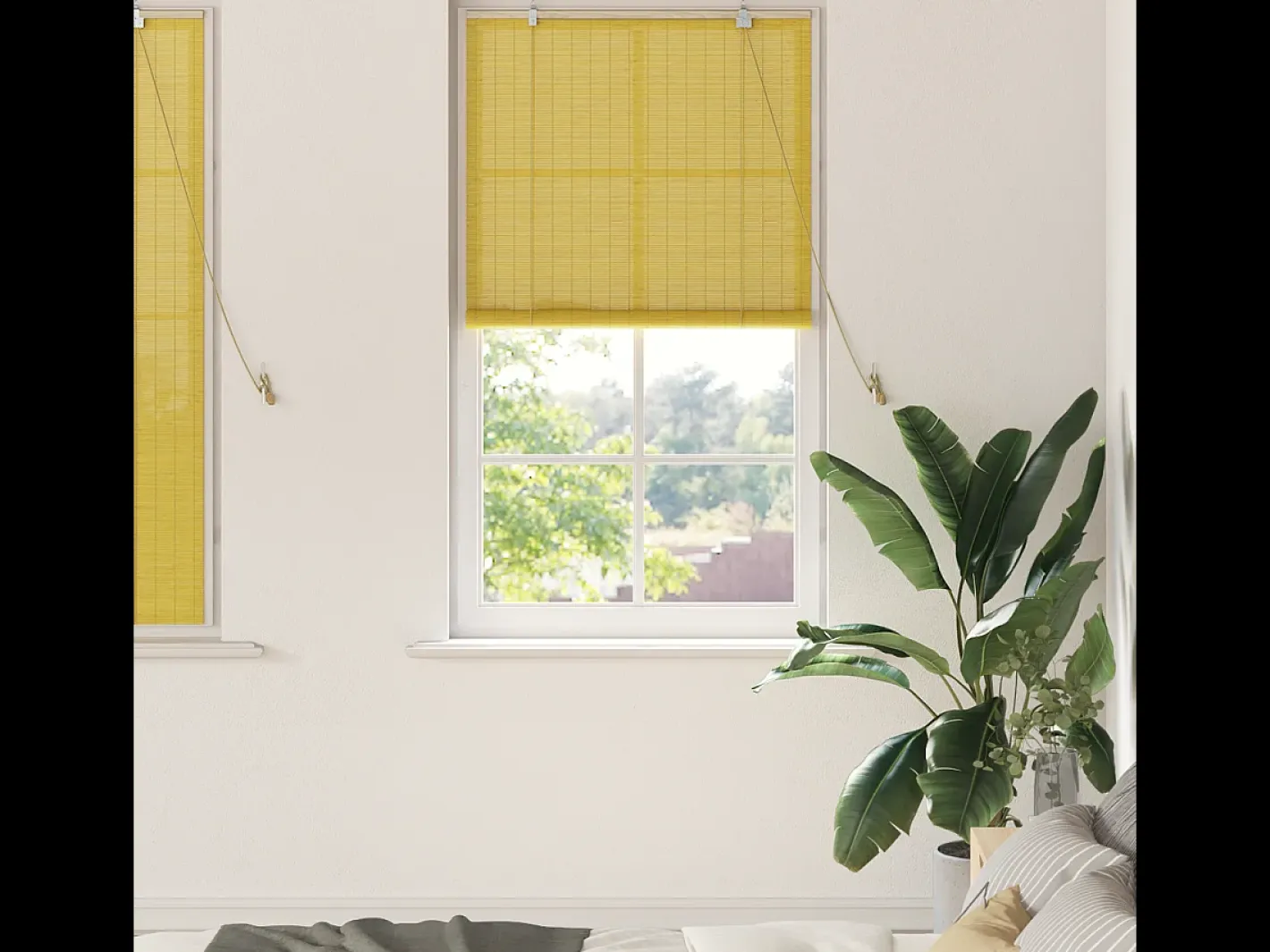 Ropa De Casa-Persianas y Cortinas Opacas con Cortinas Amarillas 90x160 cm Bambú Amarillo