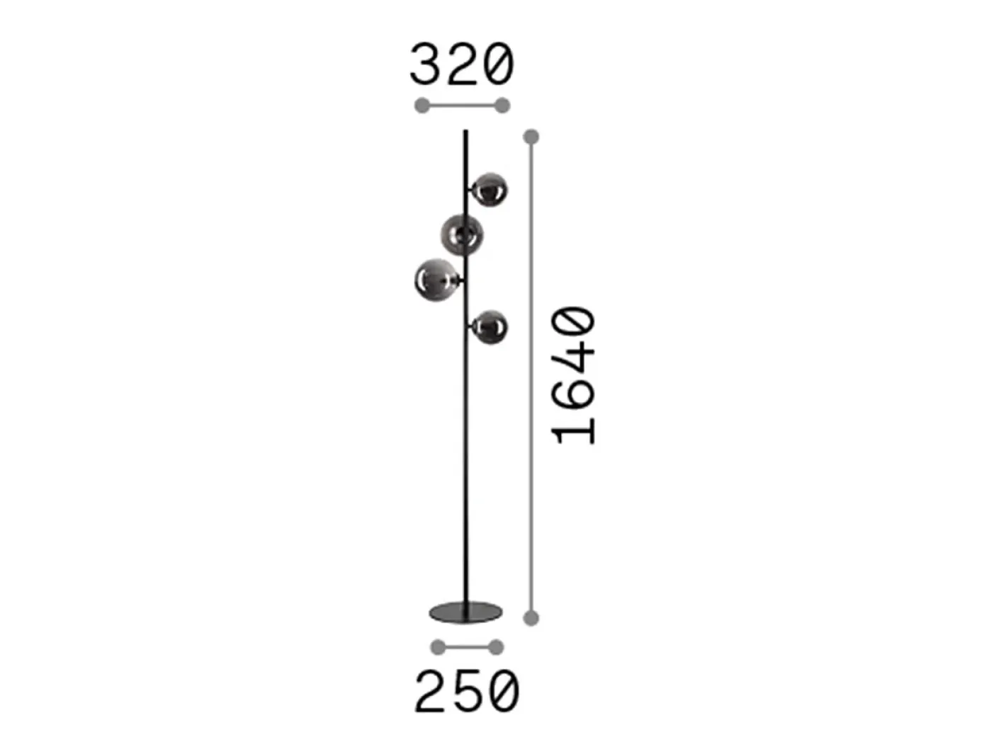 Clearance Ideal Lux Piantana Contemporanea Perlage Metallo Nero 4 Luci G9 3W 3000K Luce Calda Blanco