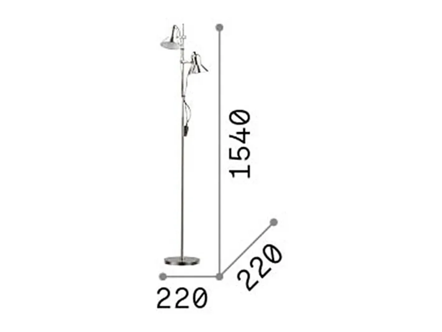 Ideal Lux Lámpara De Pie-Piantana Moderna Polly Metallo Nero 2 Luci E27 Blanco