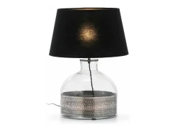 Les Tendances Pie de lámpara biou de cristal y metal plateado Gris New