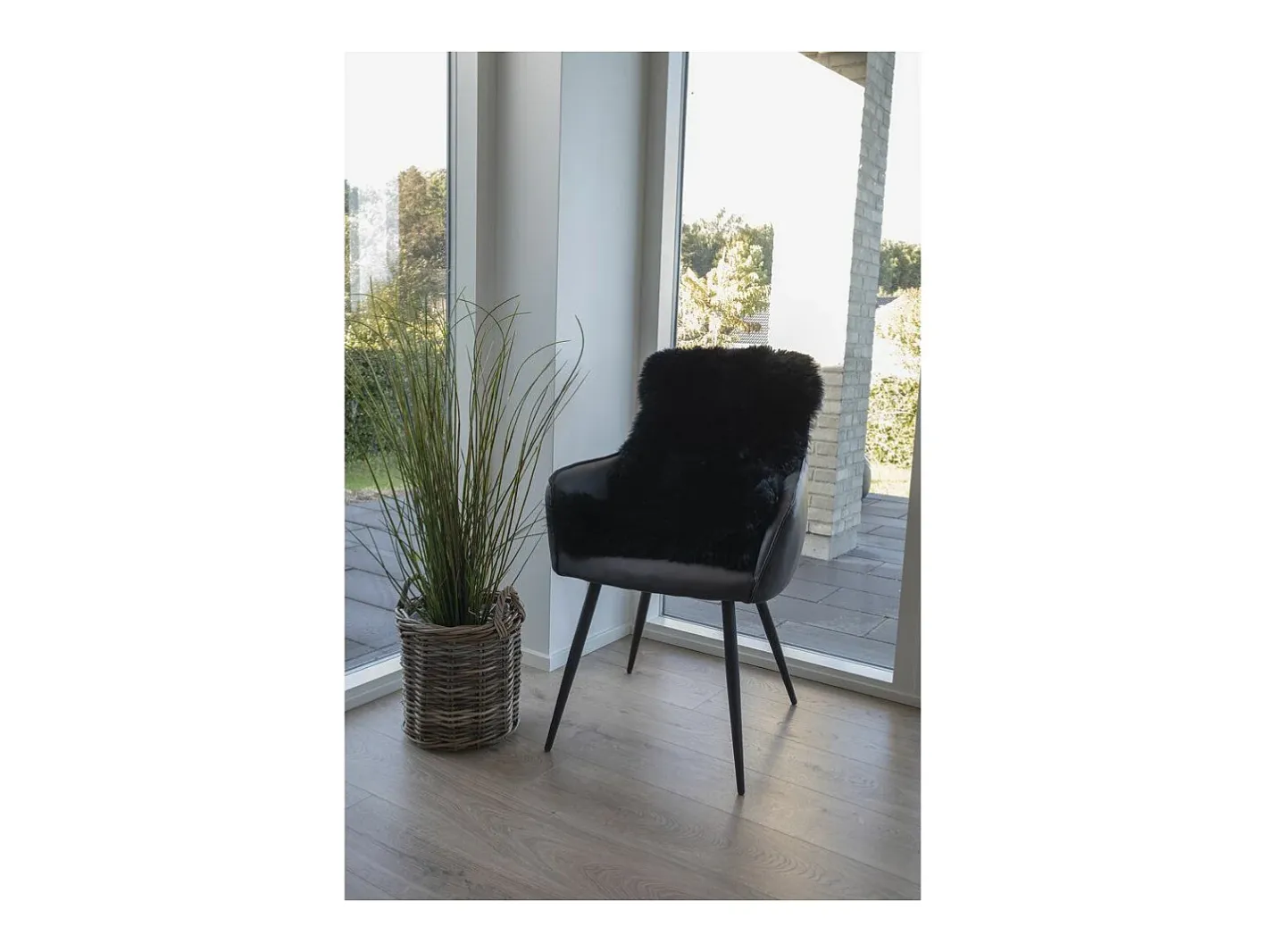 Ropa De Casa-Piel de cordero negra 50x85 cm Negro