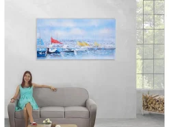 MCW Cuadro-Pintura al óleo barcos pintados a mano Multicolor