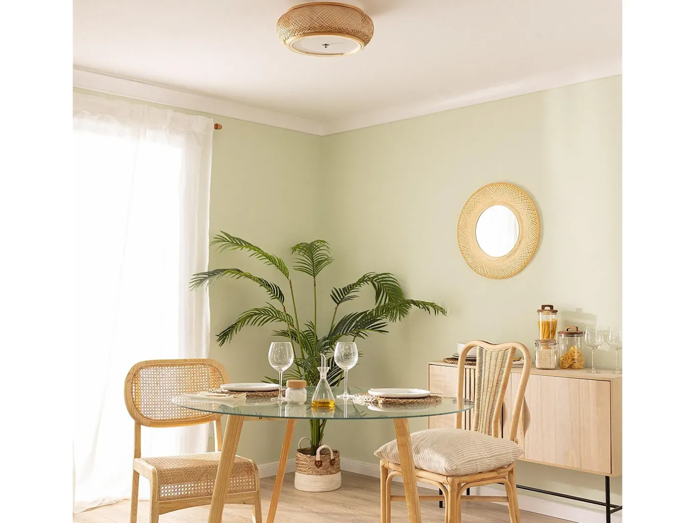 Sale Ledkia Plafón de Techo Bambú Dalia Natural Multicolor