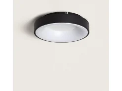 Ledkia Plafón-Plafón LED 30W Circular Metal Ø380 mm CCT Seleccionable Jacob Negro Multicolor